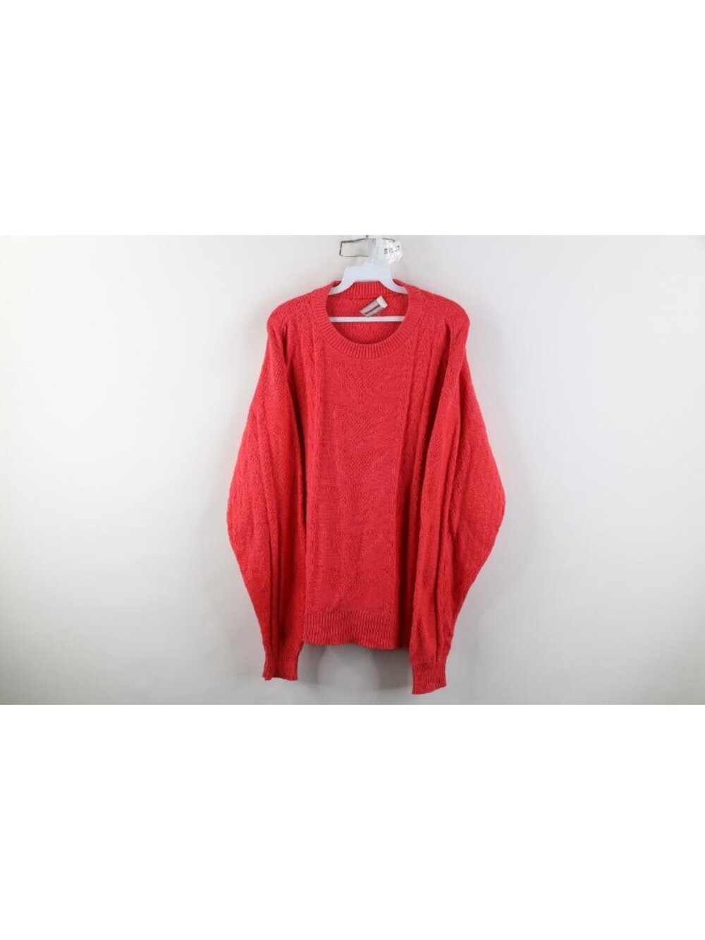 Vintage 90s Streetwear Mens Medium Faded Geometric Cotton Knit Sweater Red USA